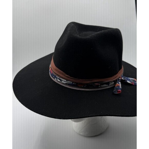 Free People Rancher Felt Hat Women Black Band Classic Preppy Western Medium New main image 8